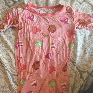 Little Sleepies Pink Baseball Pajama Set